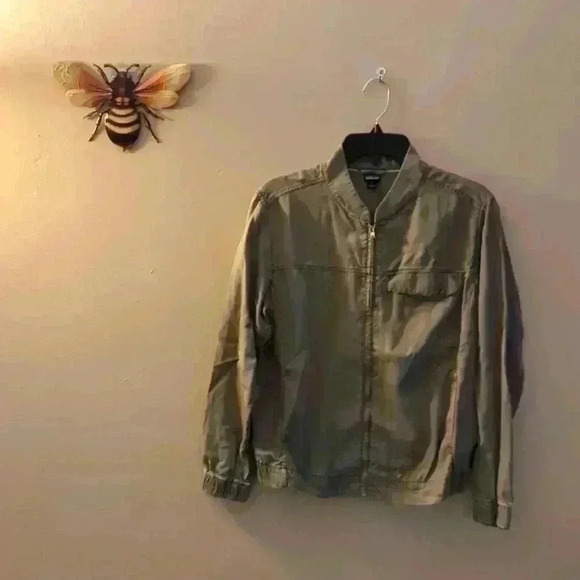 Patagonia ReCircle Bomber Jacket Olive Green Full Zip Front Flap Pocket, medium - Picture 1 of 9